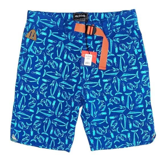 NWT All Good Marine Life Blue Fish Dorado Outdoor Shorts Size Small - Picture 1 of 15